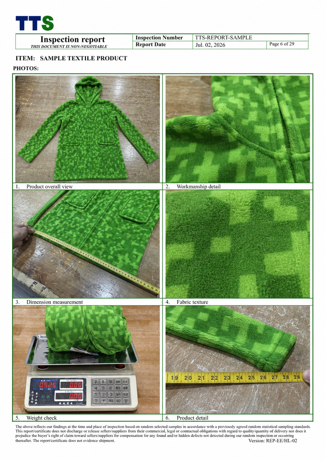 真实人工审核报告样本 - product inspection photo evidence